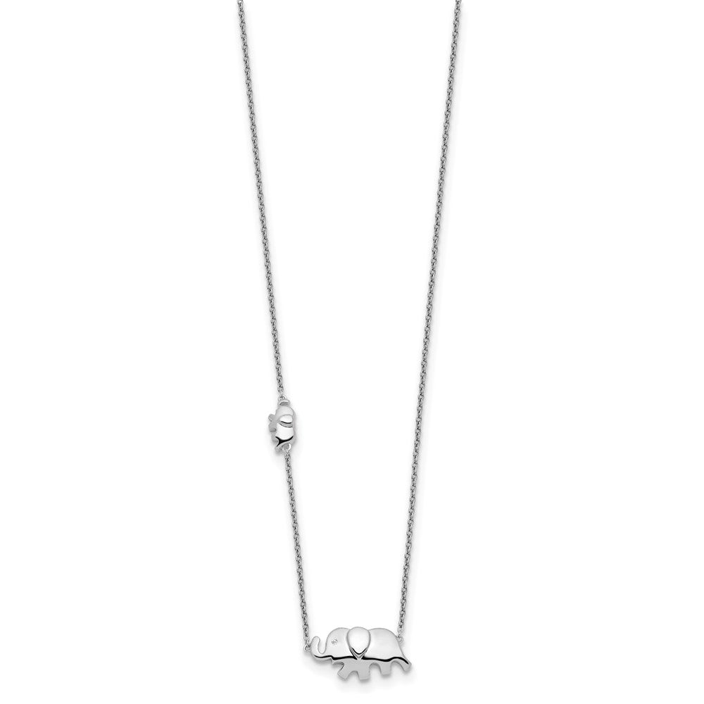 Sterling Silver RH Plated White Ice .01ct. Dia. Elephant Necklace