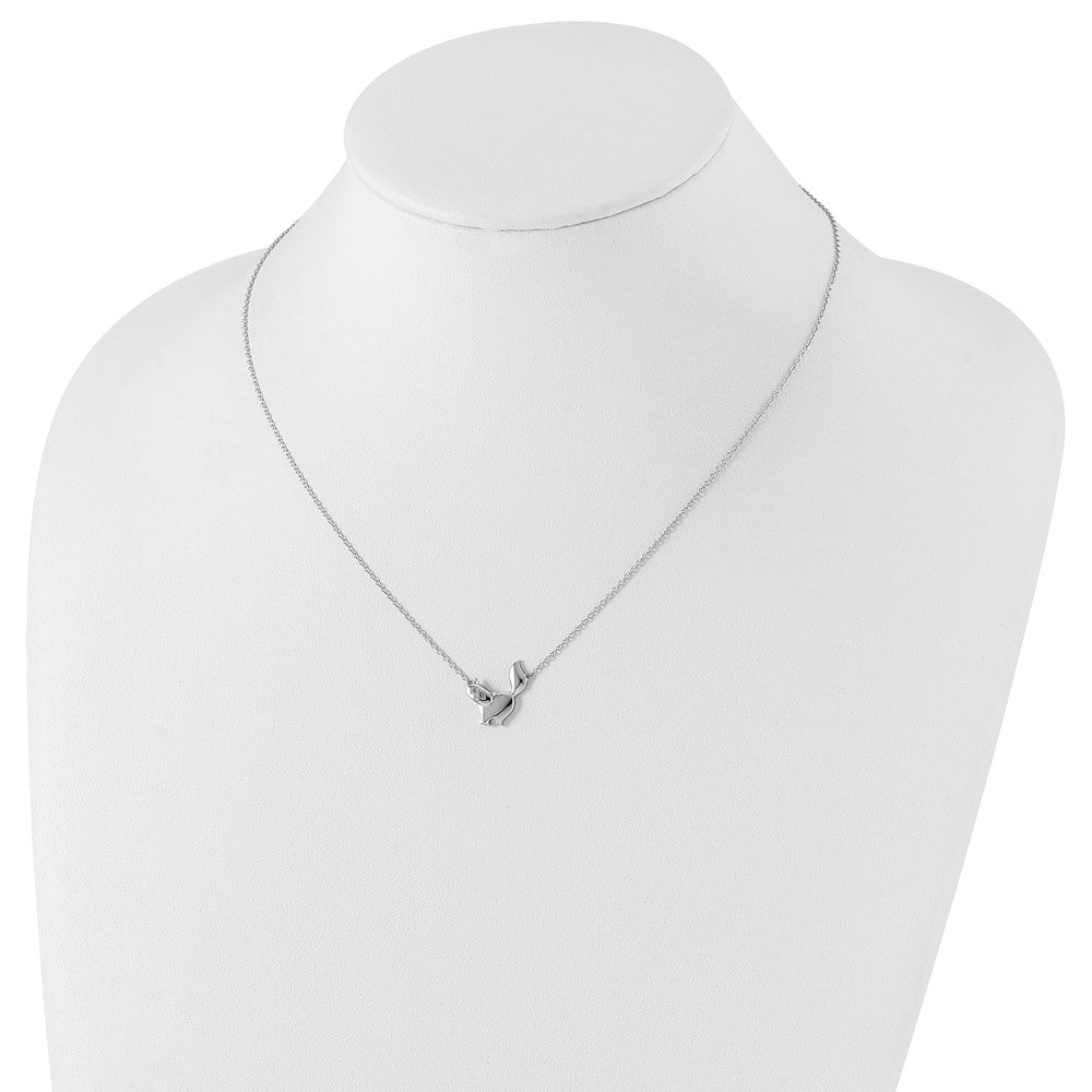 Sterling Silver RH Plated White Ice .012ct. Diamond Cat Necklace