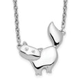 Sterling Silver RH Plated White Ice .012ct. Diamond Cat Necklace