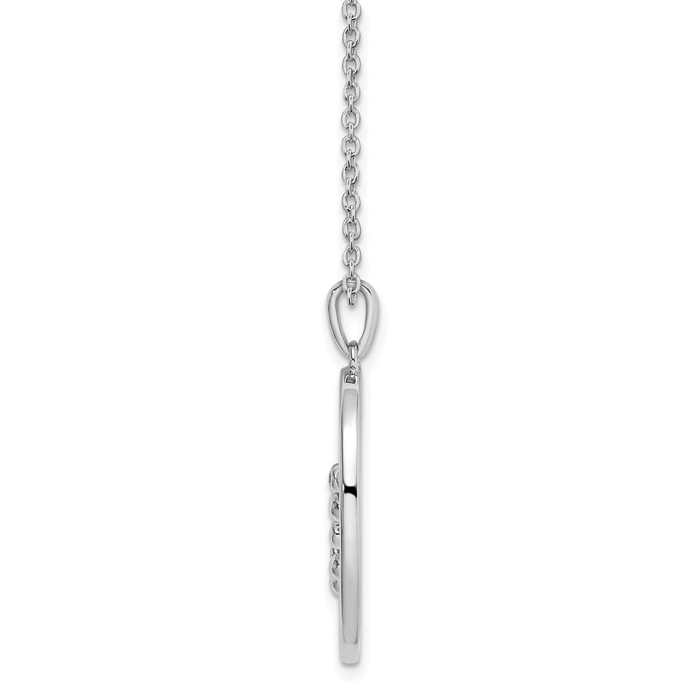 Sterling Silver RH Plated White Ice .03ct. Diamond Oval Necklace