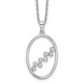 Sterling Silver RH Plated White Ice .03ct. Diamond Oval Necklace