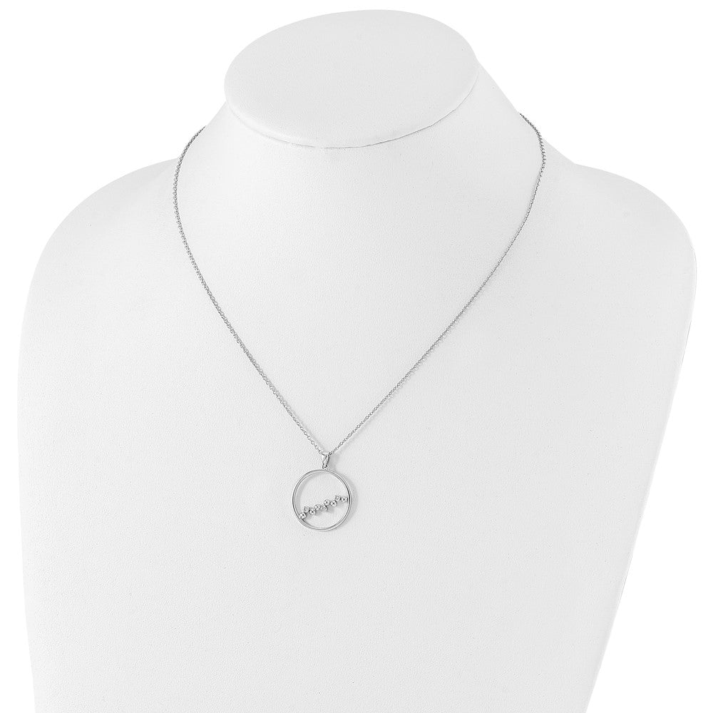 Sterling Silver RH Plated White Ice .03ct. Diamond Circle Necklace