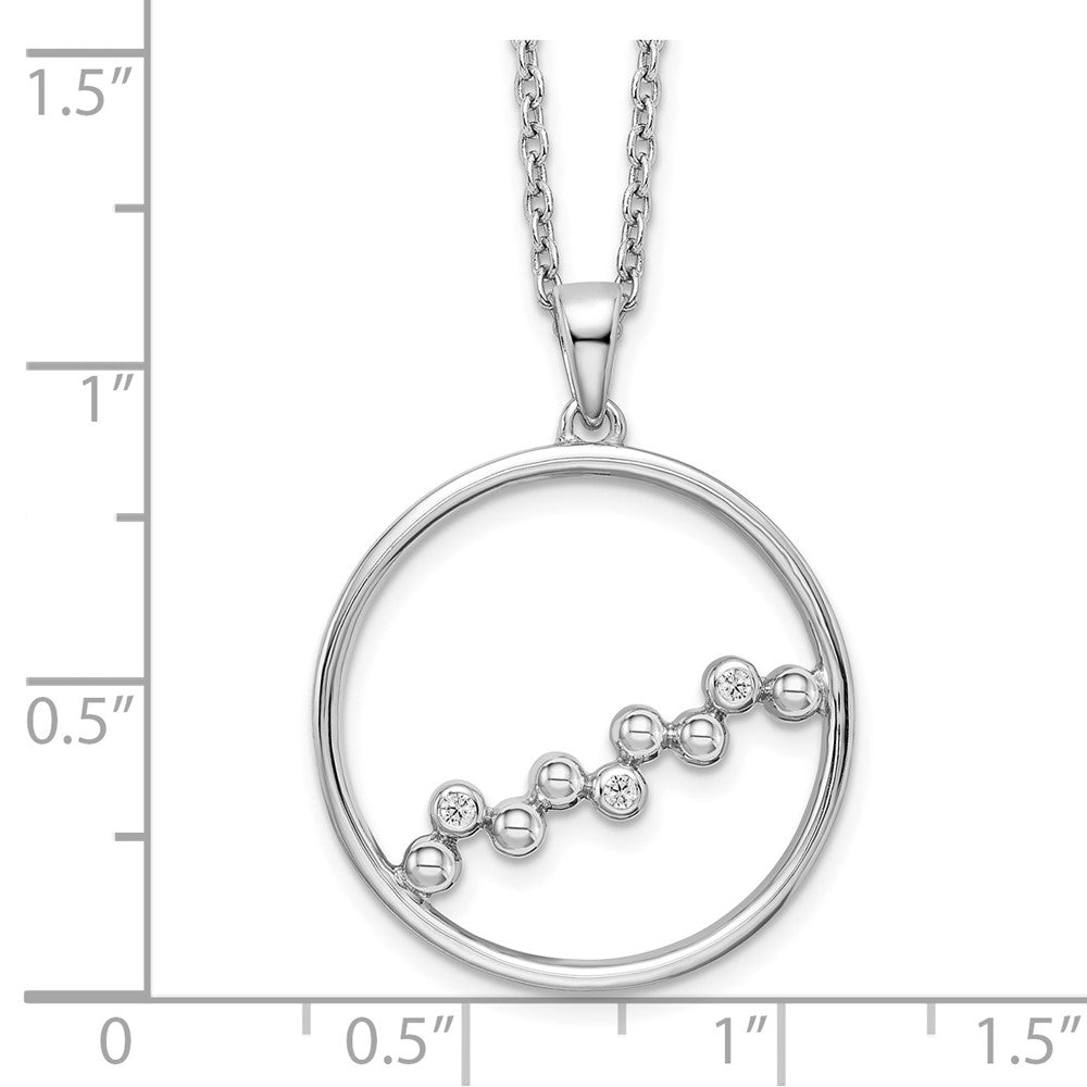 Sterling Silver RH Plated White Ice .03ct. Diamond Circle Necklace