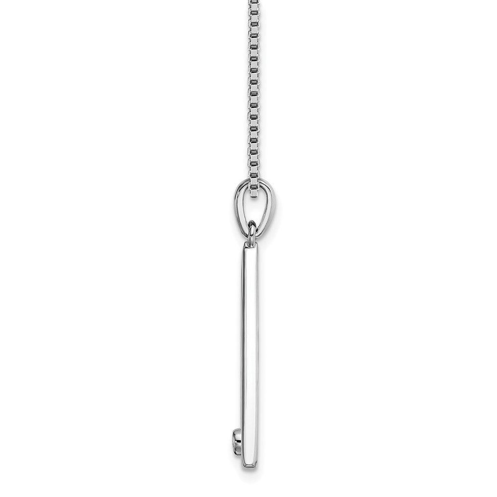 Sterling Silver RH Plated White Ice Dia. Triangle Necklace