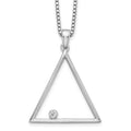 Sterling Silver RH Plated White Ice Dia. Triangle Necklace