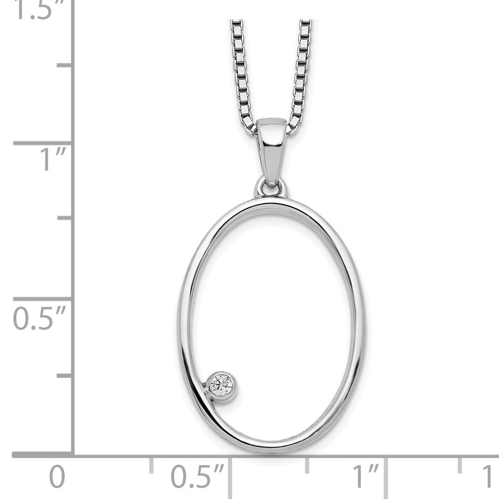 Sterling Silver RH Plated White Ice Diamond Oval Necklace