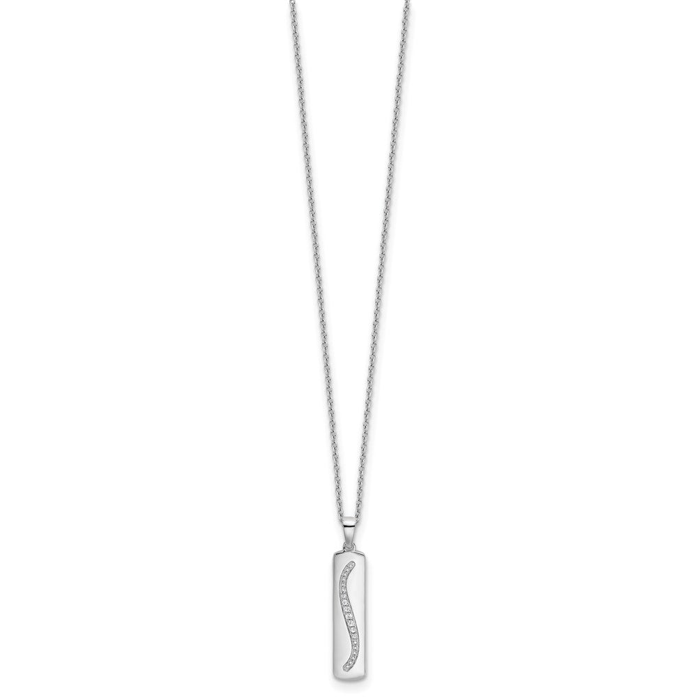 Sterling Silver RH Plated White Ice .05ct. Diamond Necklace