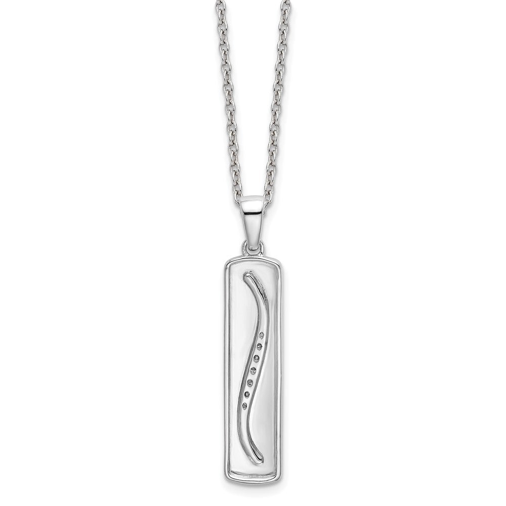 Sterling Silver RH Plated White Ice .05ct. Diamond Necklace