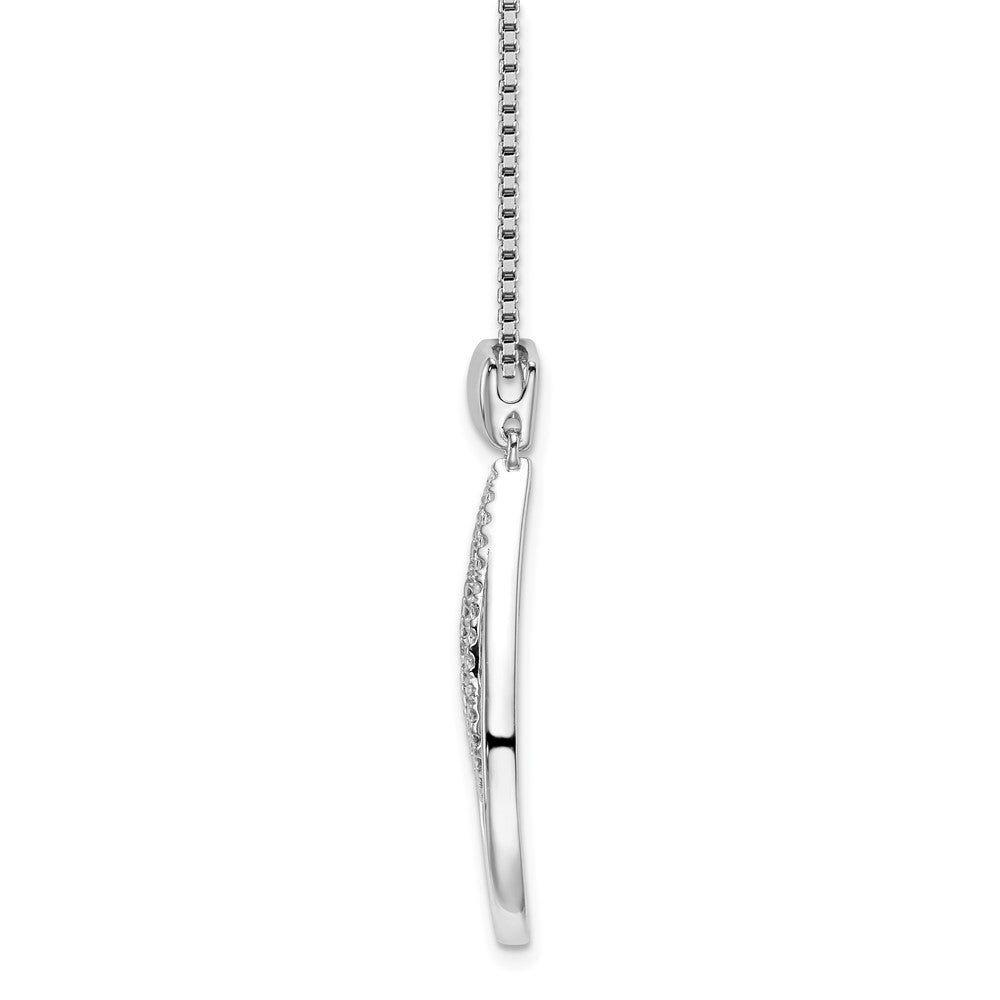 Sterling Silver RH Plated White Ice Dia. Teardrop Necklace