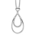 Sterling Silver RH Plated White Ice Dia. Teardrop Necklace