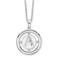 Sterling Silver RH Plated White Ice Diamond Initial A Necklace