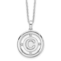 Sterling Silver RH Plated White Ice Diamond Initial C Necklace