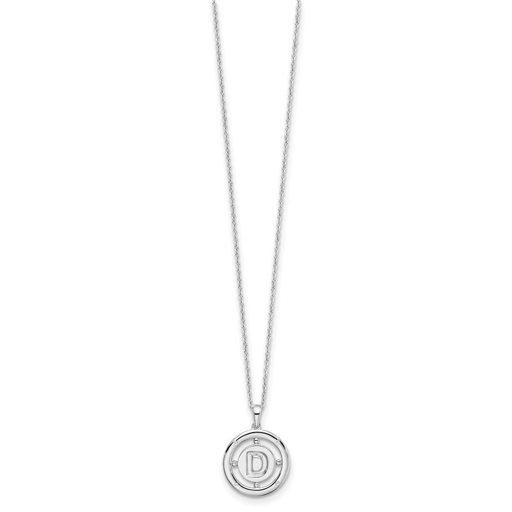 Sterling Silver RH Plated White Ice Diamond Initial D Necklace