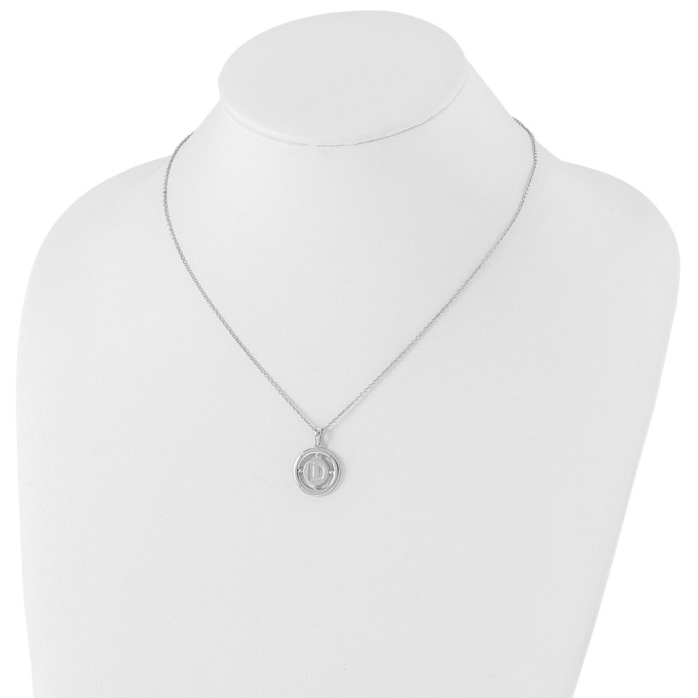 Sterling Silver RH Plated White Ice Diamond Initial D Necklace