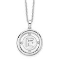 Sterling Silver RH Plated White Ice Diamond Initial E Necklace