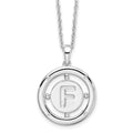 Sterling Silver RH Plated White Ice Diamond Initial F Necklace