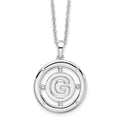 Sterling Silver RH Plated White Ice Diamond Initial G Necklace
