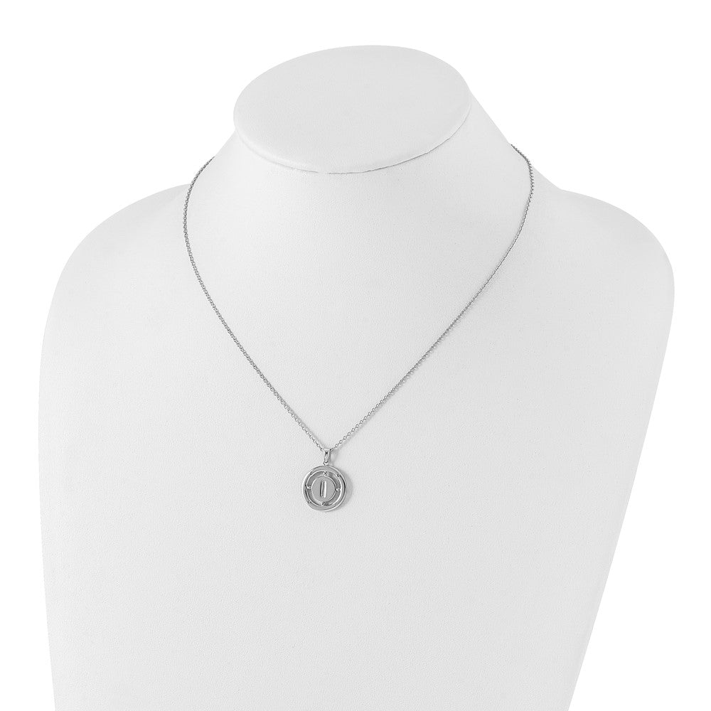Sterling Silver RH Plated White Ice Diamond Initial I Necklace