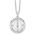 Sterling Silver RH Plated White Ice Diamond Initial I Necklace