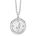Sterling Silver RH Plated White Ice Diamond Initial J Necklace
