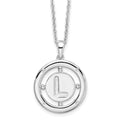 Sterling Silver RH Plated White Ice Diamond Initial L Necklace