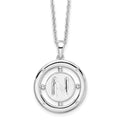 Sterling Silver RH Plated White Ice Diamond Initial N Necklace