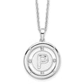 Sterling Silver RH Plated White Ice Diamond Initial P Necklace