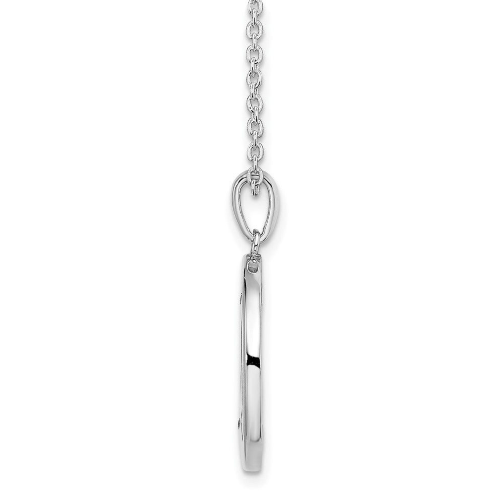 Sterling Silver RH Plated White Ice Diamond Initial Q Necklace