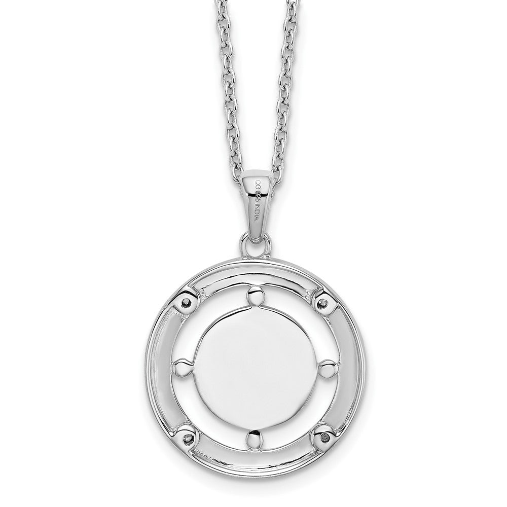 Sterling Silver RH Plated White Ice Diamond Initial Q Necklace