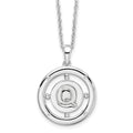 Sterling Silver RH Plated White Ice Diamond Initial Q Necklace