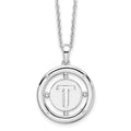 Sterling Silver RH Plated White Ice Diamond Initial T Necklace