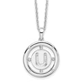 Sterling Silver RH Plated White Ice Diamond Initial U Necklace