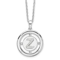 Sterling Silver RH Plated White Ice Diamond Initial Z Necklace