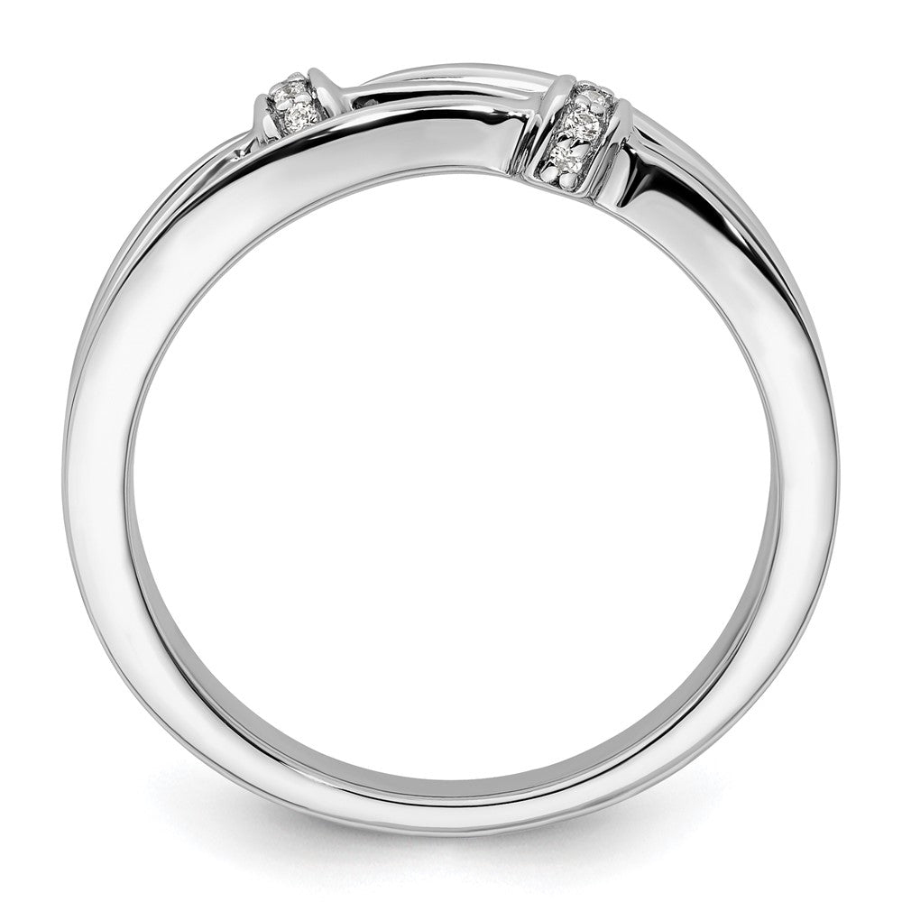 Sterling Silver White Ice Rhodium-plated Diamond Criss Cross Band