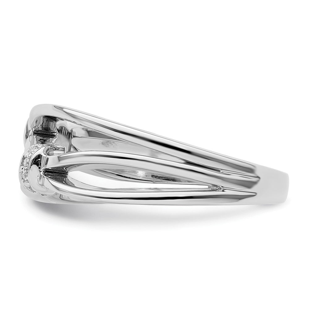 Sterling Silver White Ice Rhodium-plated Diamond Criss Cross Band
