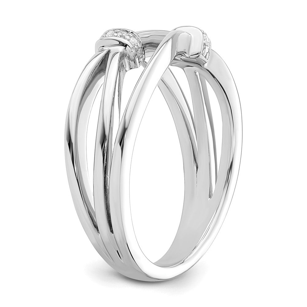 Sterling Silver White Ice Rhodium-plated Diamond Criss Cross Band