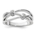Sterling Silver White Ice Rhodium-plated Diamond Criss Cross Band