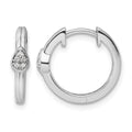 Sterling Silver White Ice Rhod-plated Diamond Teardrop Hinged Hoop Earrings
