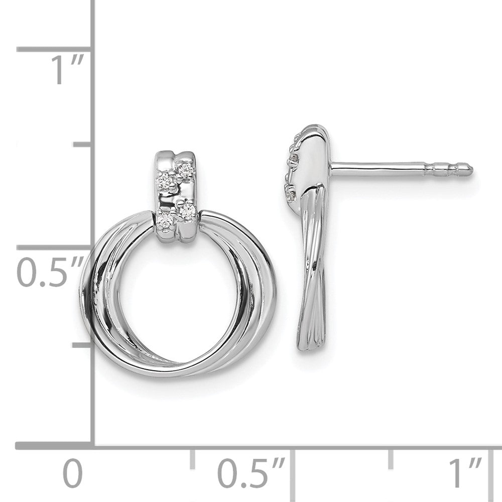 Sterling Silver White Ice Rhodium-plated Diamond Post Dangle Earrings