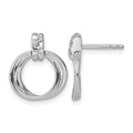 Sterling Silver White Ice Rhodium-plated Diamond Post Dangle Earrings