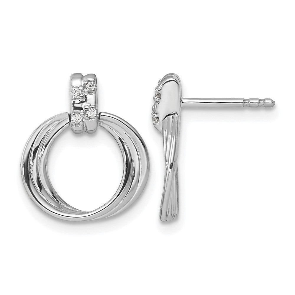 Sterling Silver White Ice Rhodium-plated Diamond Post Dangle Earrings