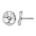 Sterling Silver White Ice Rhodium-plated Diamond Wavy Disc Post Earrings
