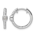Sterling Silver White Ice Rhodium-plated Diamond Square Hoop Earrings