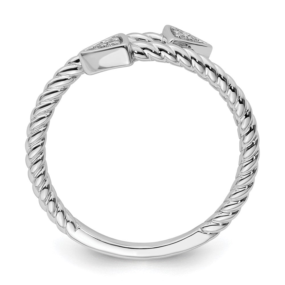 Sterling Silver White Ice Rhodium-plated Diamond Arrow Ring