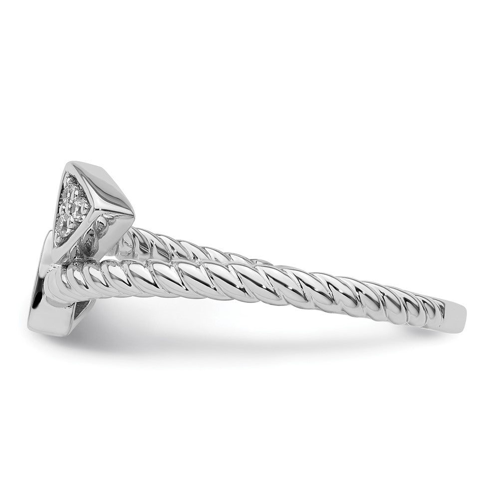 Sterling Silver White Ice Rhodium-plated Diamond Arrow Ring