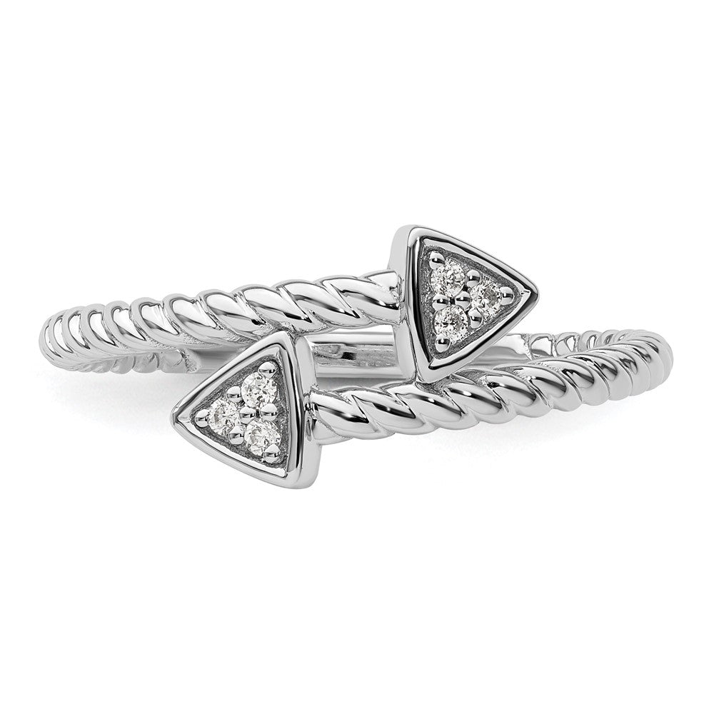 Sterling Silver White Ice Rhodium-plated Diamond Arrow Ring