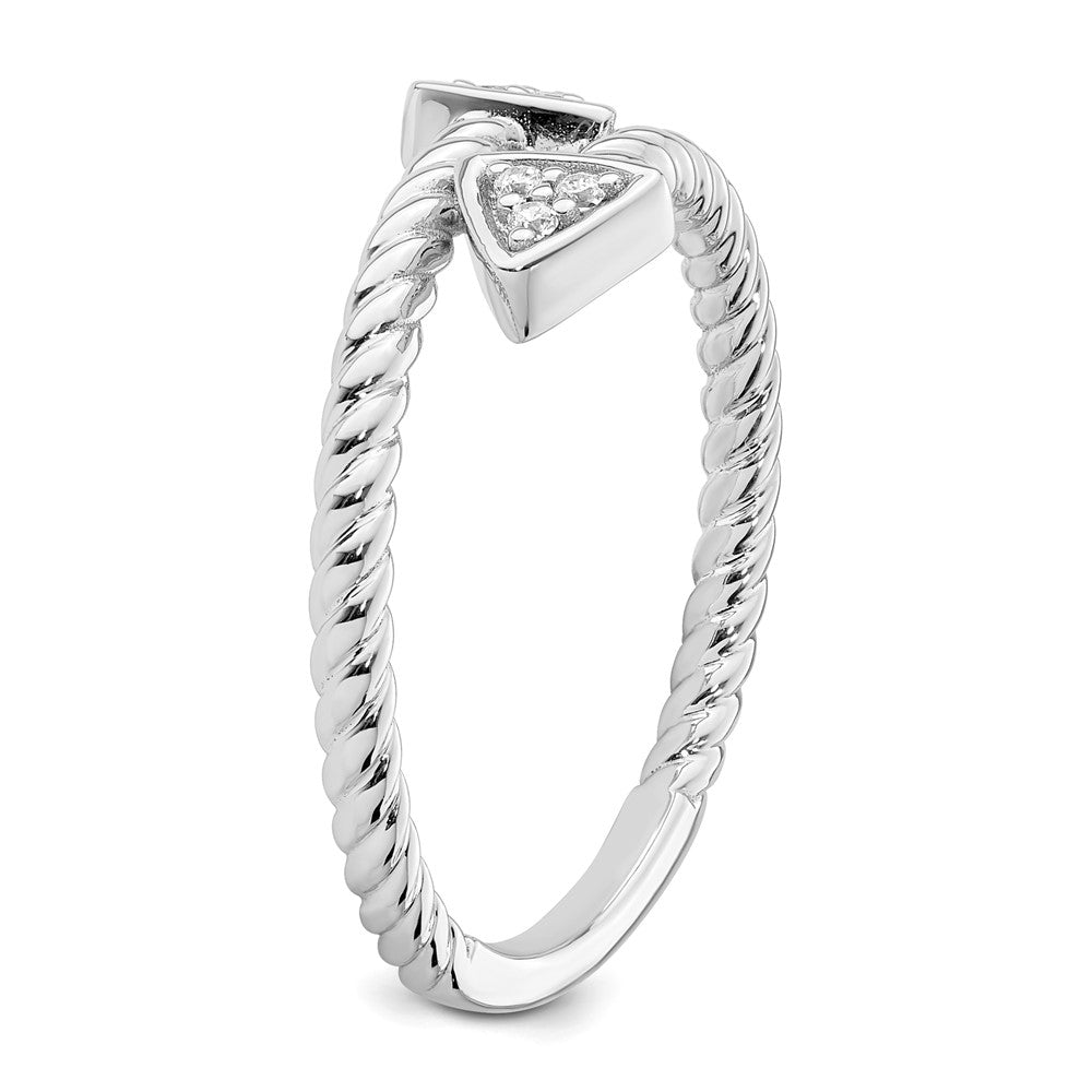 Sterling Silver White Ice Rhodium-plated Diamond Arrow Ring