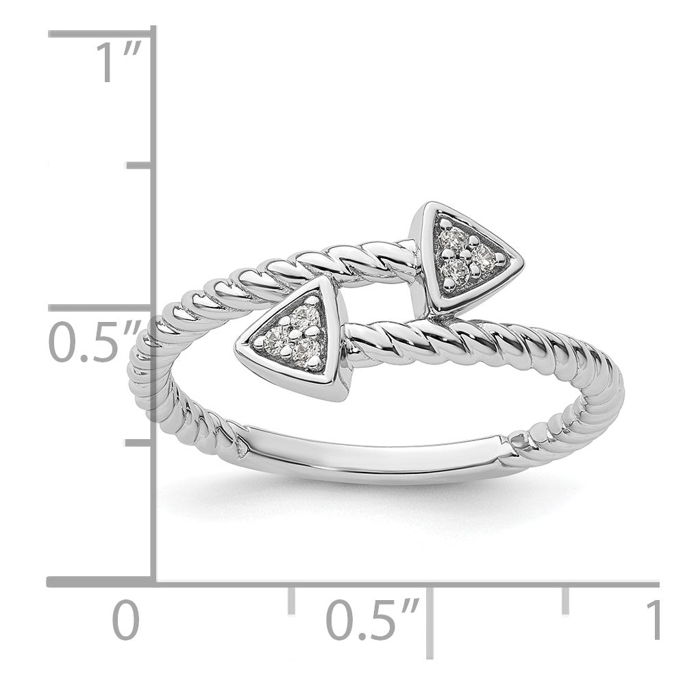 Sterling Silver White Ice Rhodium-plated Diamond Arrow Ring