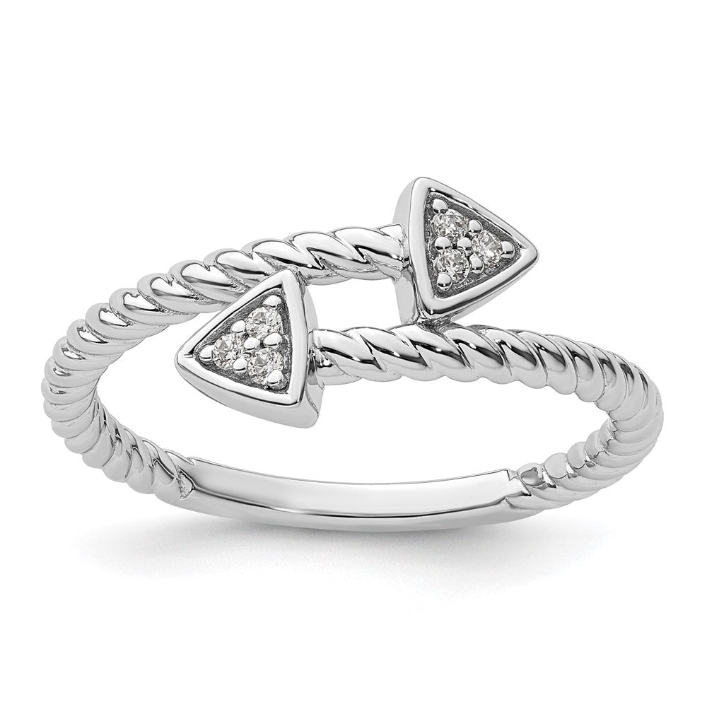 Sterling Silver White Ice Rhodium-plated Diamond Arrow Ring
