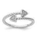 Sterling Silver White Ice Rhodium-plated Diamond Arrow Ring